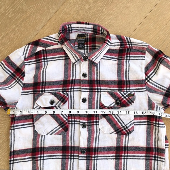 ⭐️Volcom⭐️Plaid Button Down Shirt Top Blouse Women's Size Small Petite S/P White - Picture 6 of 8